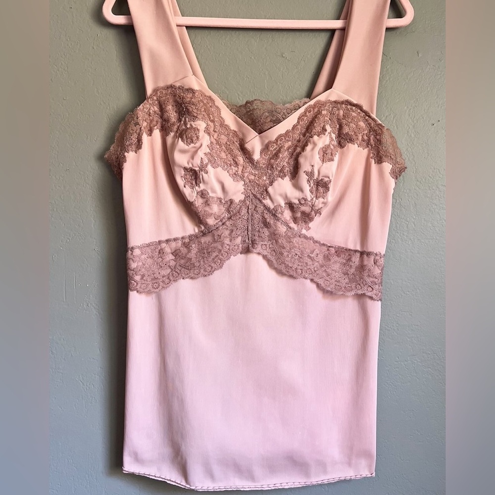 Tan and brown lace vintage tank